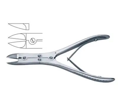 Stainless Steel Bohler Bone Cutter 45 Angled on Flat 16mm Blade Compound Action Overall Length 15cm Bone Rongeur Forceps CE ISO