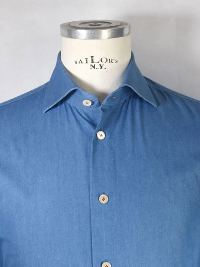 The Best Quality Handmade in Italy Fine Denim High Tailor Shirt For Man G. Inglese for Elegant Man for sale