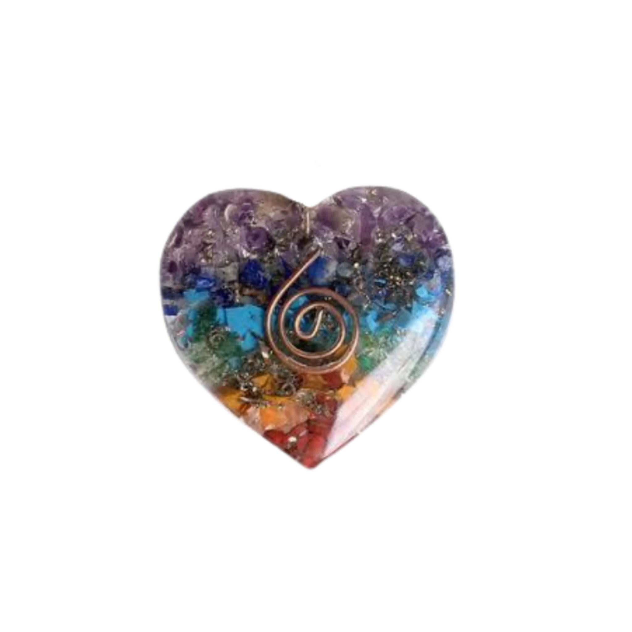 Высокое качество 7 Чакра Сердце Кулон оптовая продажа оргонитовый энергетический кулон для защиты от ЭМП духовного исцеления эпоксидный драгоценный камень чипы