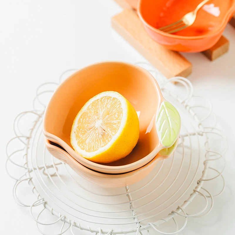 Jade-cer Amazon Hot-selling Ceramic Color Glaze Fruit Shape Sauce Dishes & Plates Small Bowls