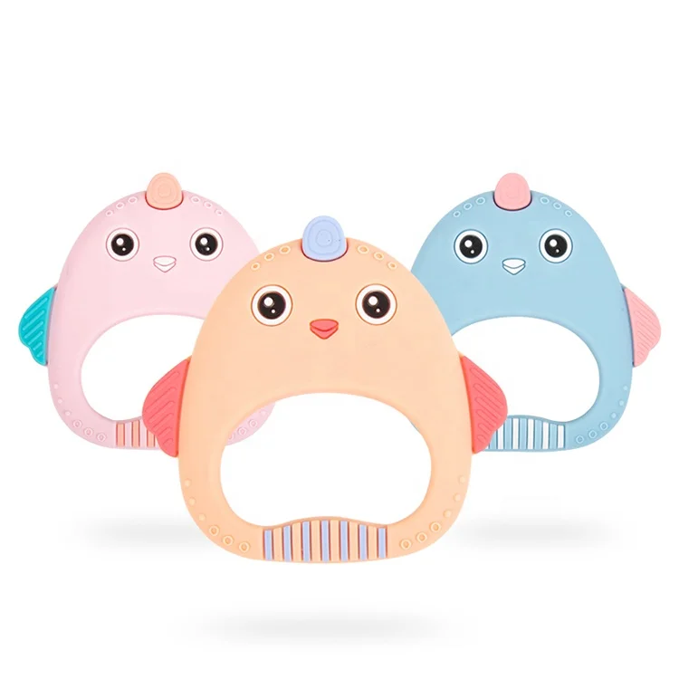 AppleBear Funny Baby Rubber Animal Cute Chicken Toy Silicone Teething Teether