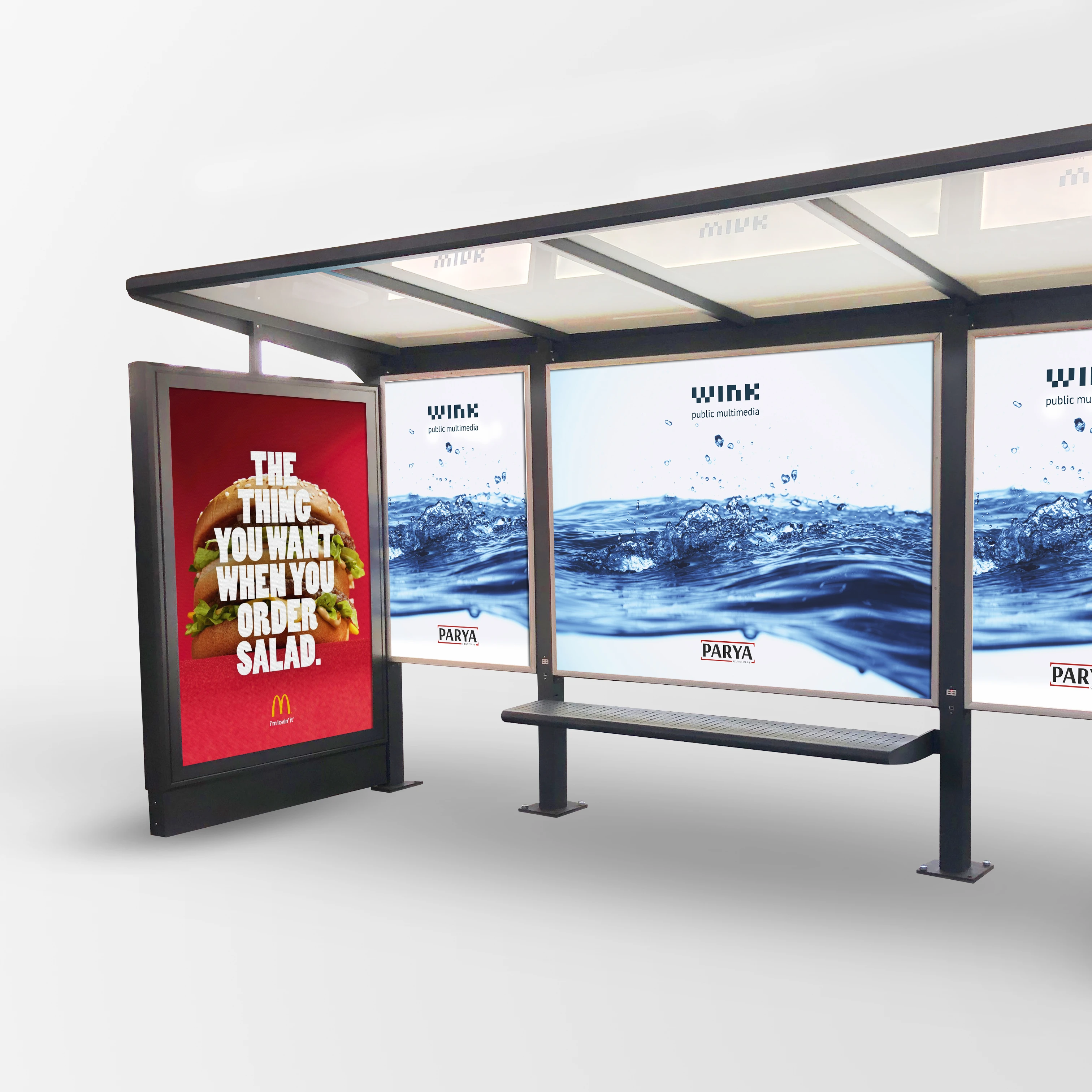 Gold Bus Shelter / Advertisement Bus Stop  Shelter with Lightbox Kiosk Best High Quality