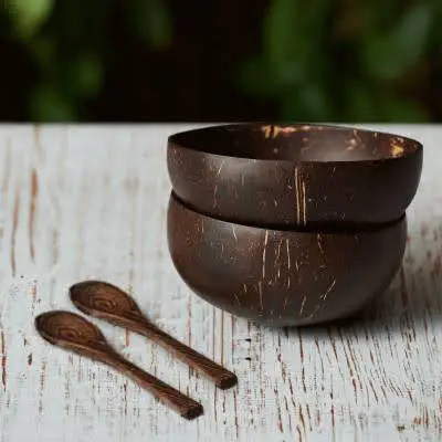 Natural Coconut Bowl Coconut Shell Bowl Small Handmade Bowl from Natural Coconuts Made in Vietnam