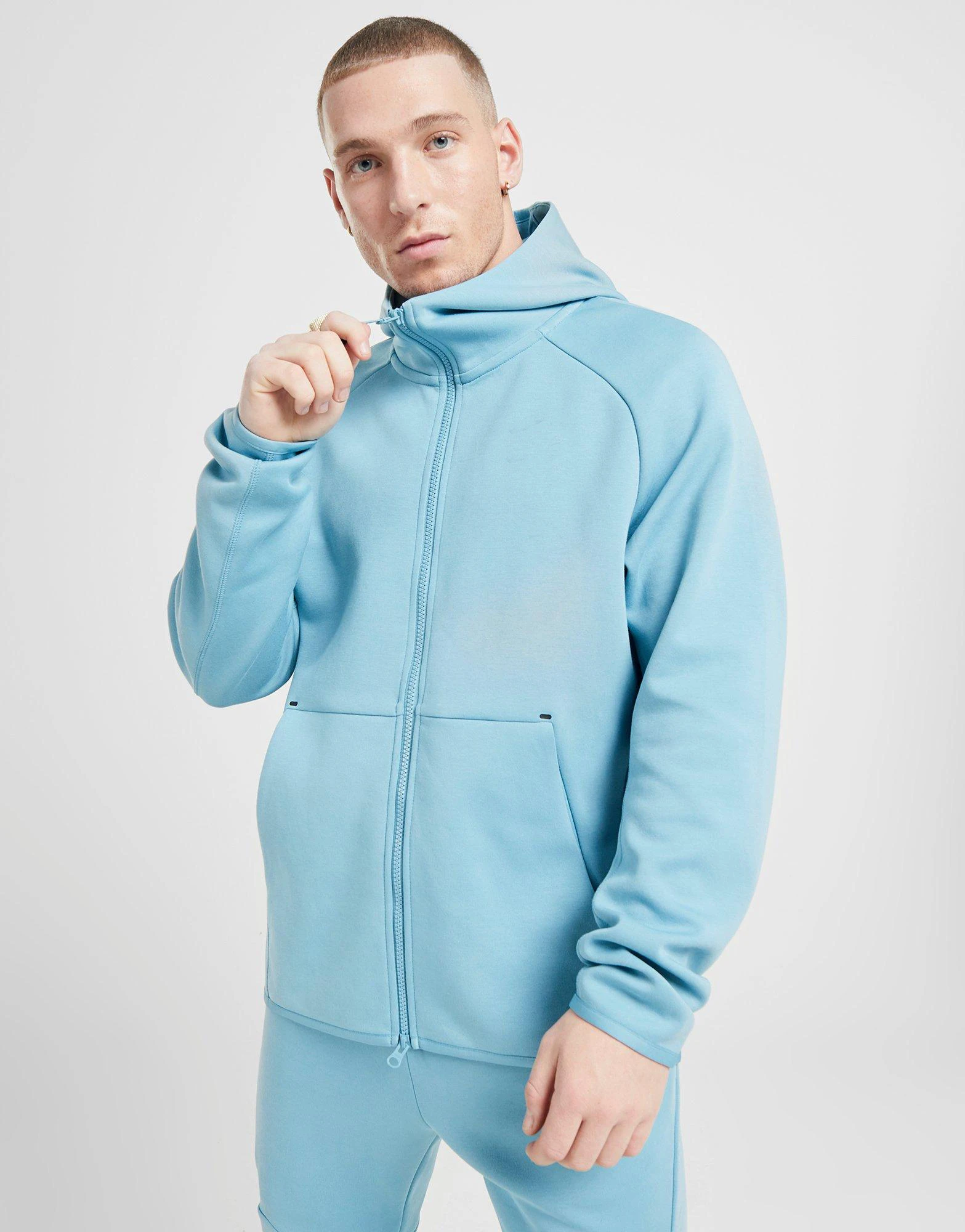 Factory direct sale custom sky blue unisex casual heavy fleece Zipper hoody printed hoodies for men street wear clothing for men