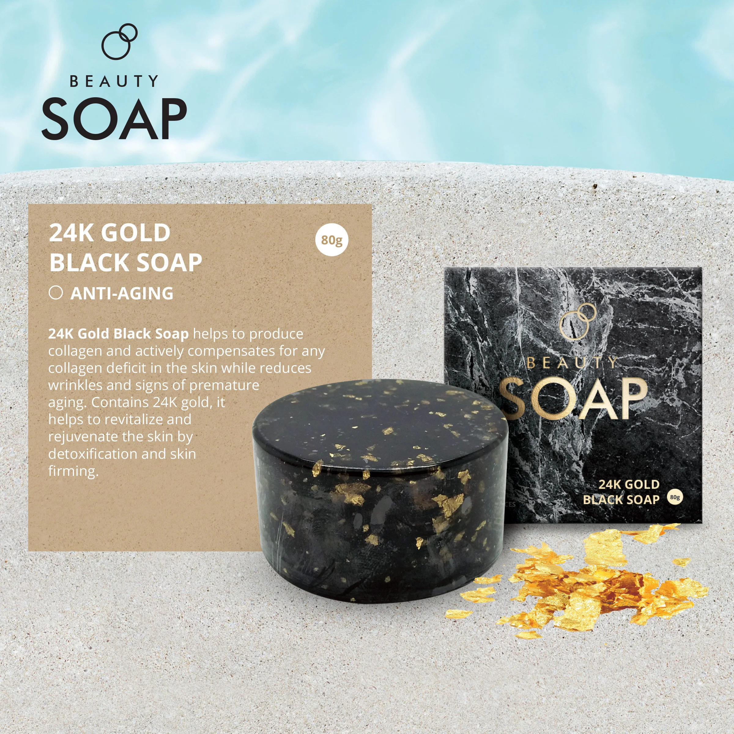 Luxury Magical Skin Moisturizing with mint and Tea Tree Oil 24K Gold Black beauty bath soap Private label