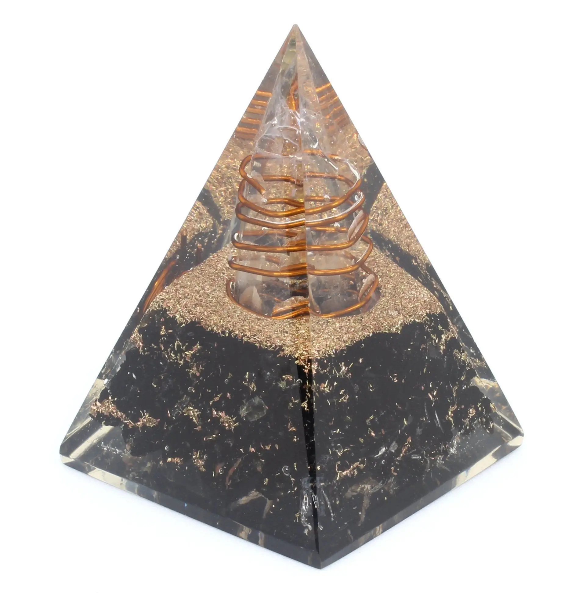 Crystal Black Tourmaline Orgonite Pyramid Wholesale Natural Black Tourmaline Nubian Energy Crystal Orgone Pyramid