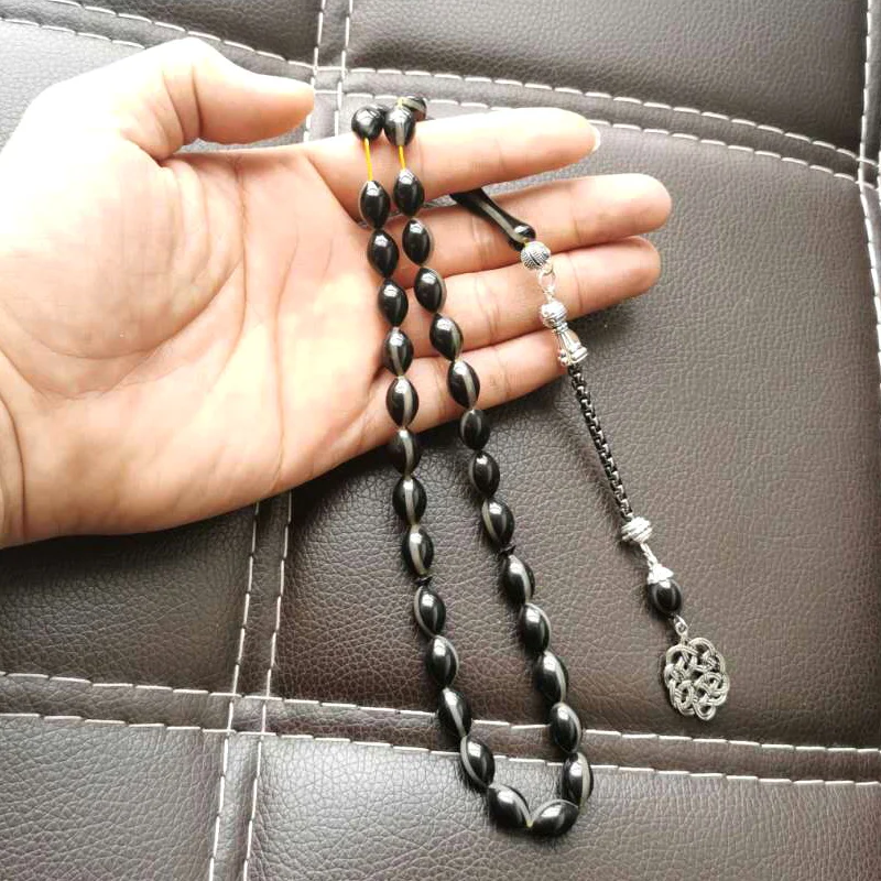 
Черный мусульманский браслет Tasbih из смолы, 33 бусины, исламские подарки, четки, Турция, ювелирные изделия, Арабская мисбаха, молитвенные бусины ручной работы, аксессуары 