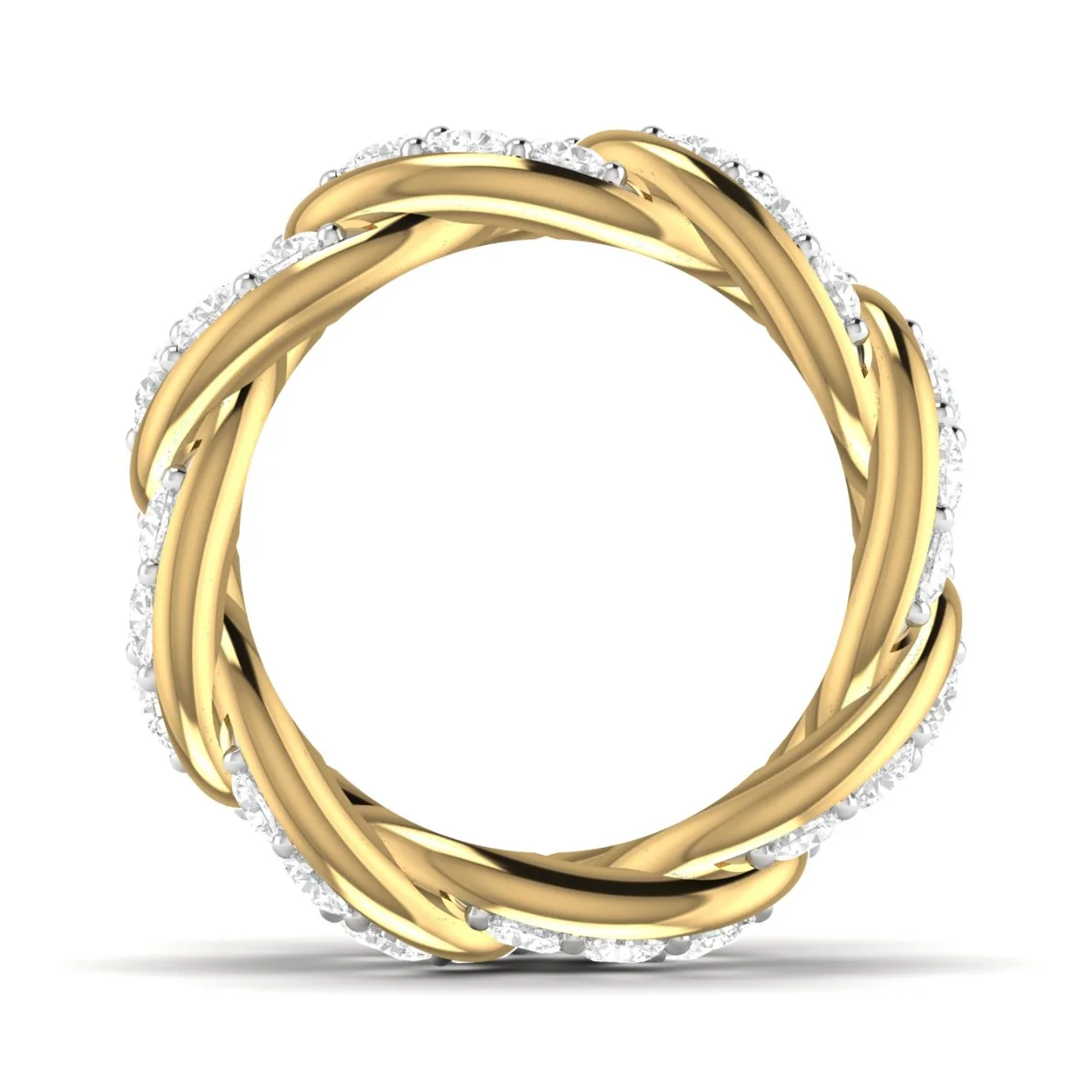 6.4 TCW Diamond Cuban Link Chain Ring Rose White Gold Hip Hop Customized Jewelry 2022 Hot Selling Real Natural in 18 KT Yellow