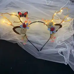 CHA20006 Antler Branch Headdress Christmas Cat ears Butterfly Branch children show cute fairy glow antler headband