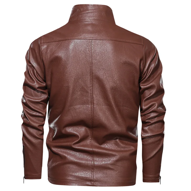
2020 New Black PU Leather Jacket Plus Size Faux Leather Jacket Custom Design Wholesale Brown Leather Coat for Big and Tall Men 