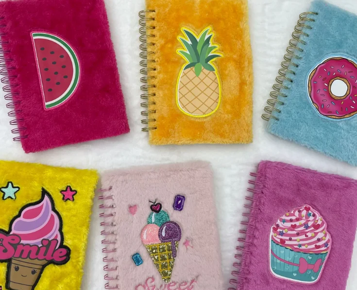
Fuzzy Plush Diary Journal for Girls Creatives fruit Plush Girls Journal watermelon notebook A5 