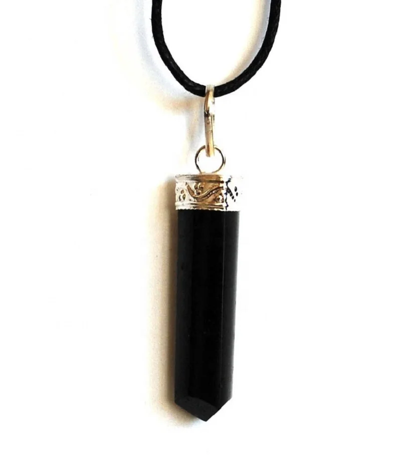 Genuine Black Obsidian Crystal Stone Necklace Pendant