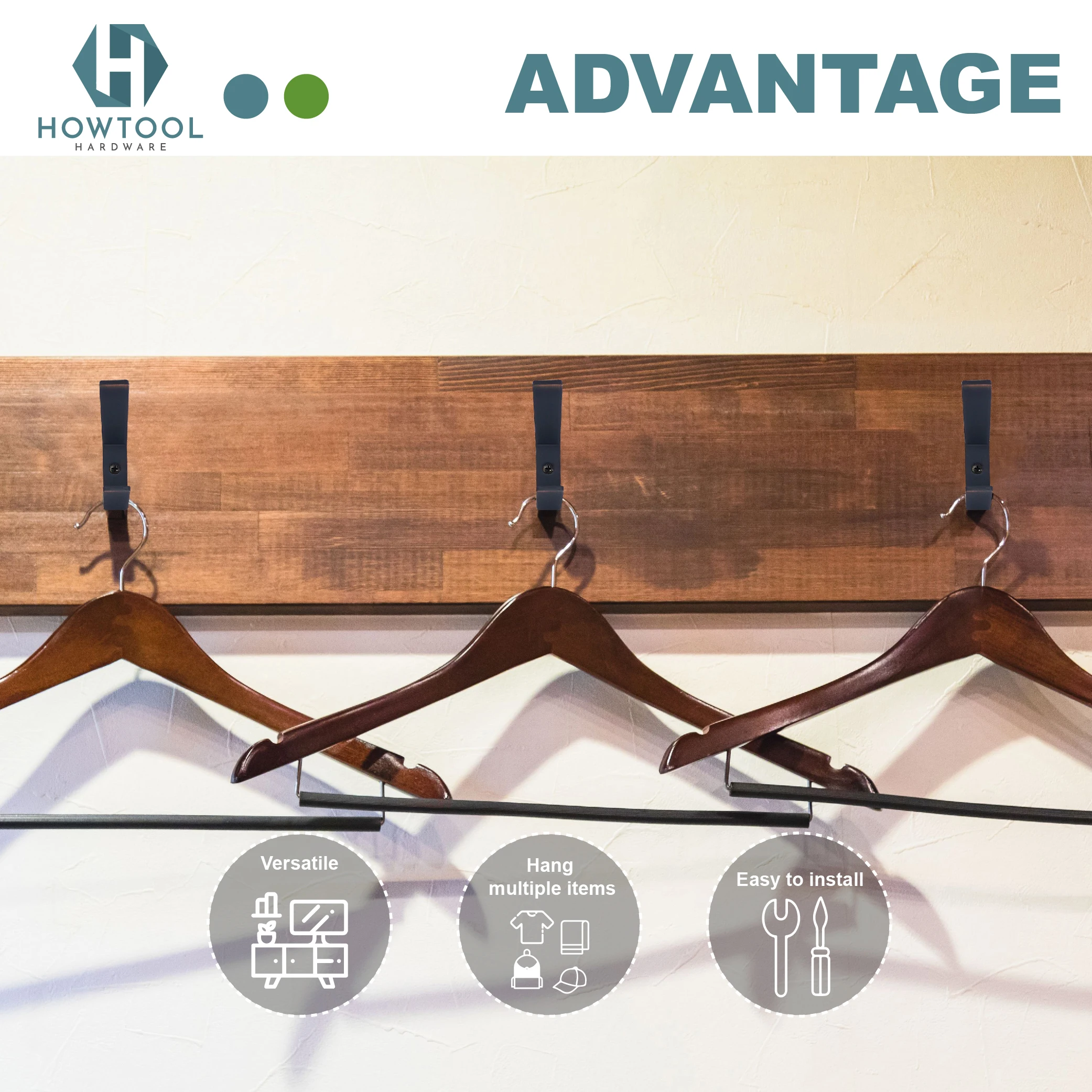 HOWTOOL A334  Decoration Farmhouse Rustic Metal Double Utility Hook for Entryway Hallway Bedroom Living Room