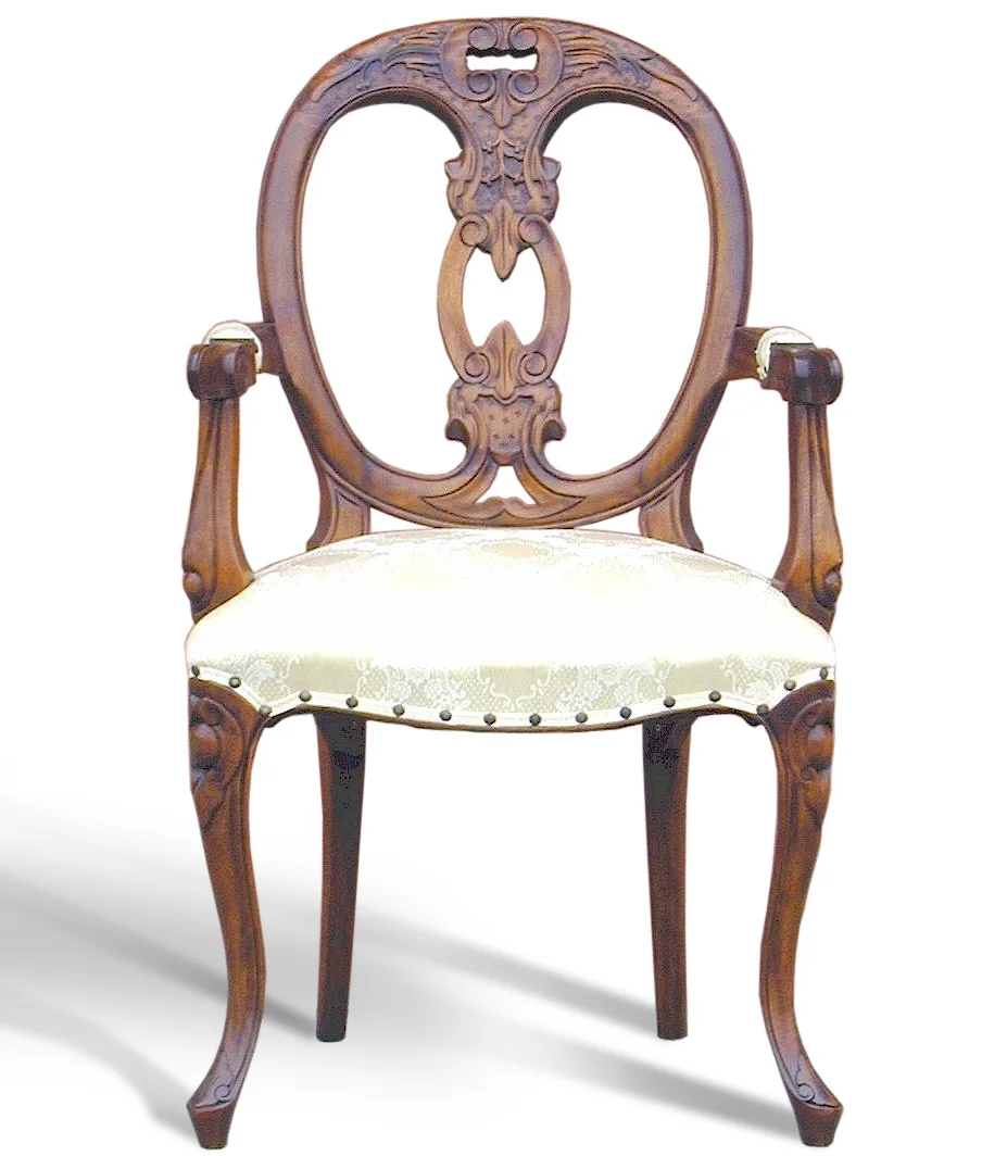 
Premium Quality Antique Style Dining Chair Leather With Solid Teak Wood Frame 