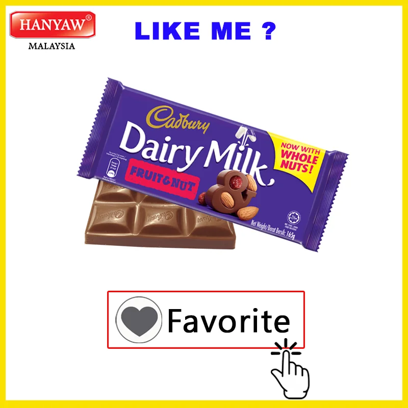 [Малайзия] Быстрая доставка + Халяль Сертифицированный Cadbury молоко фрукты и орехи Чоко бар (6 коробка X 12 шт. x 165 г/коробка)