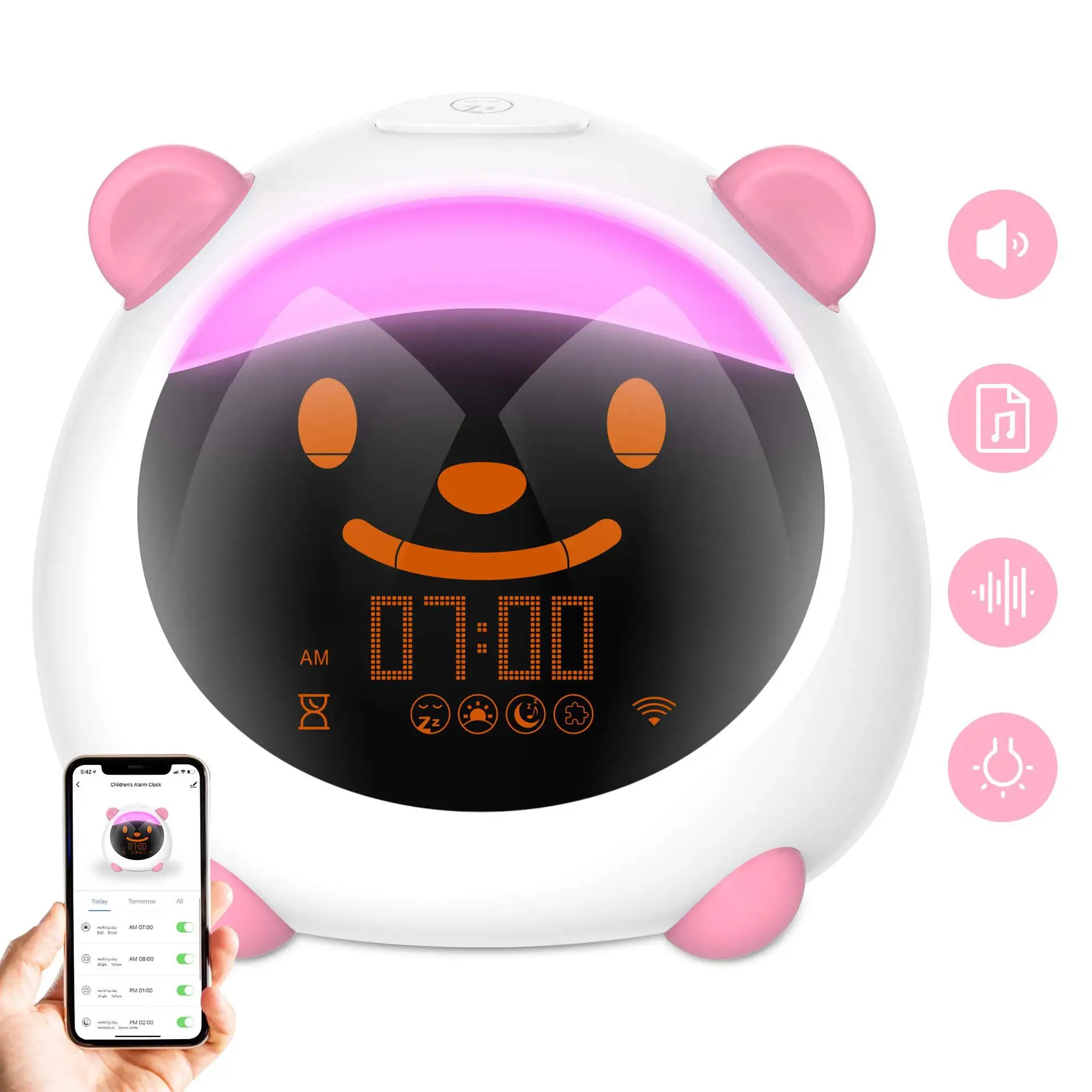 K708 3 Year Baby Cute Training Room Alarm Clock Night Light With Music Children Gro Kids Sleep Trainer