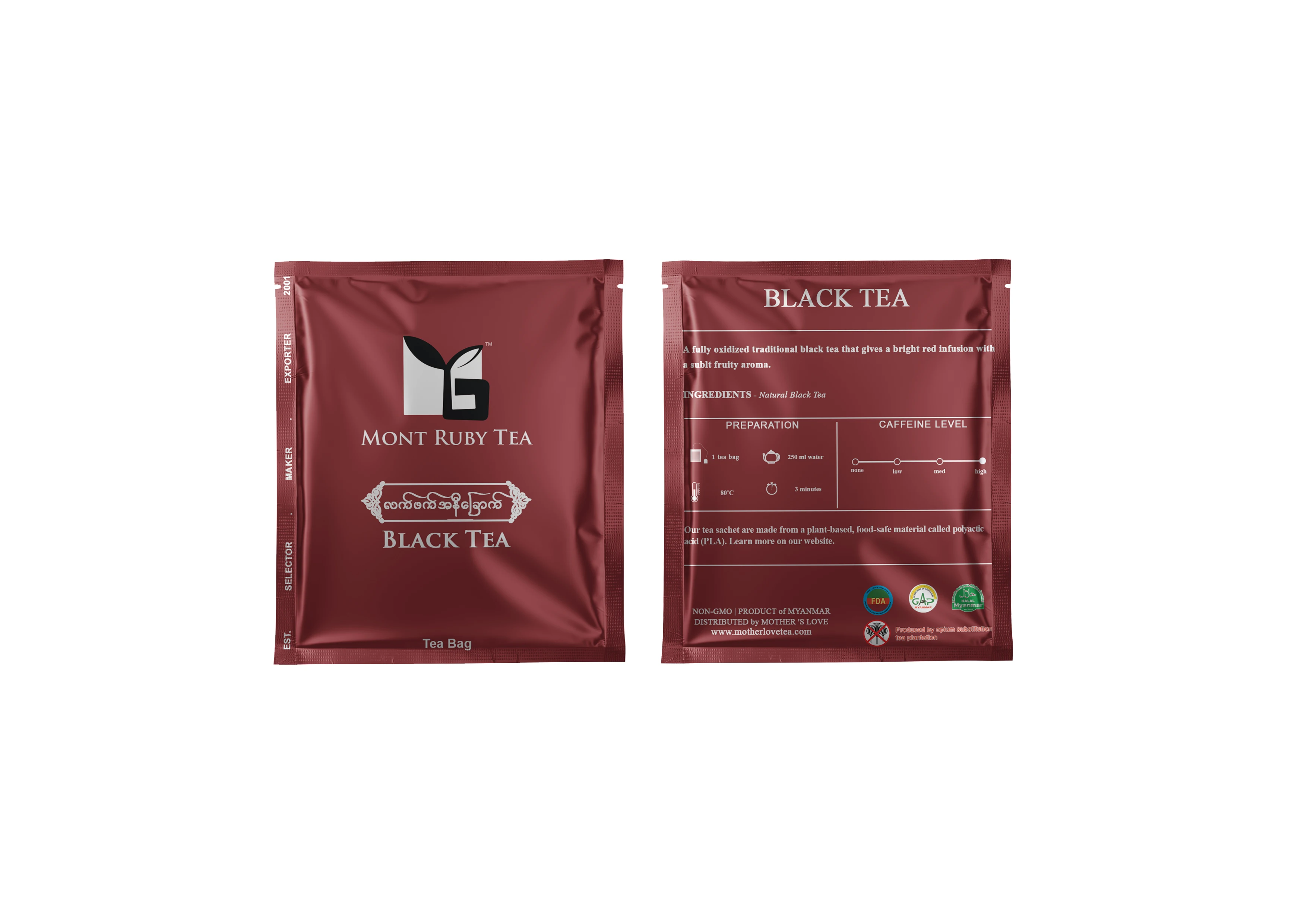 Mont Ruby Tea brand Black Tea instant tea bags perfect for increasing focus and productivity