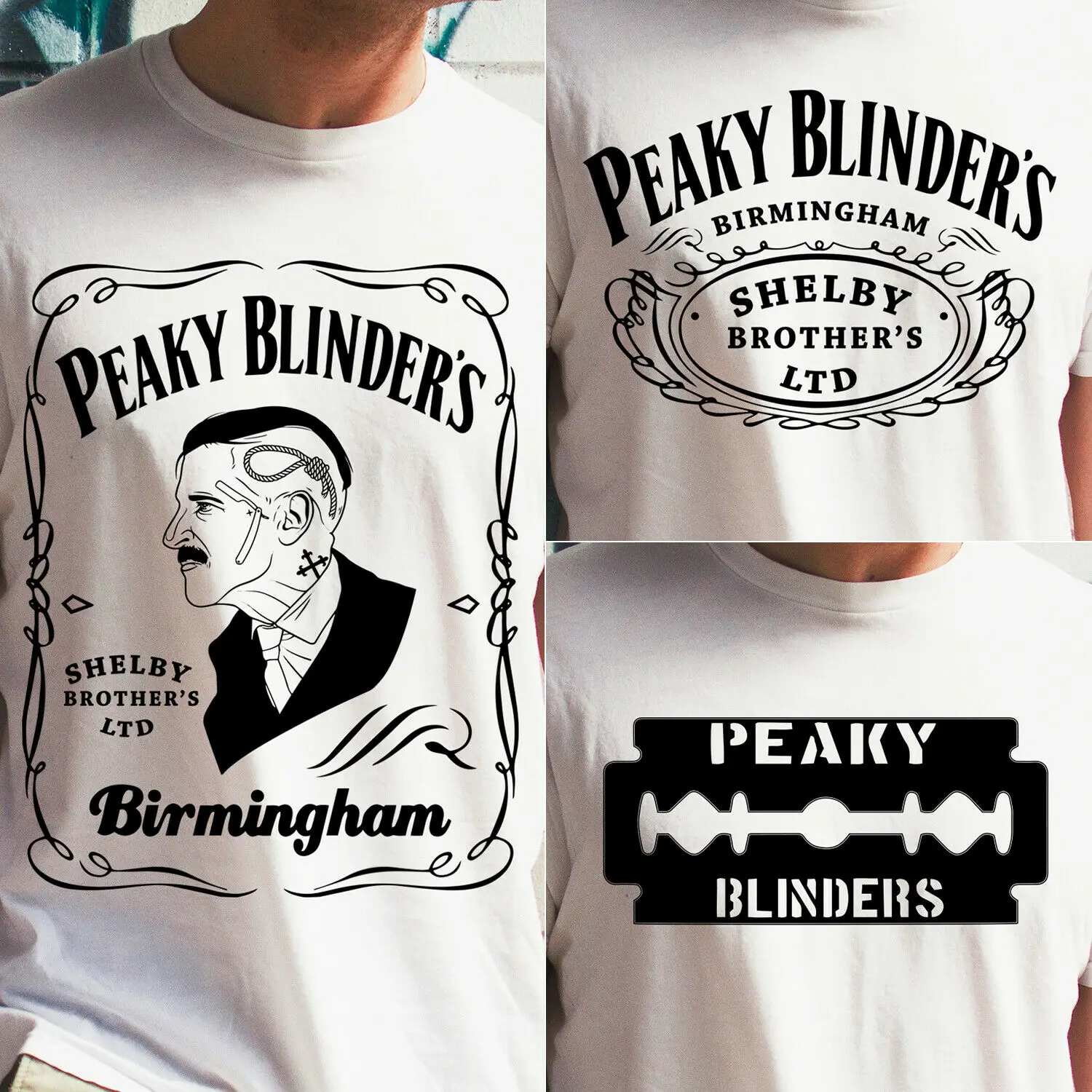 Men Best Quality custom printing Peaky Blinders thomas shelby character trending Men Funny sublimation Joke best gift top TShirt