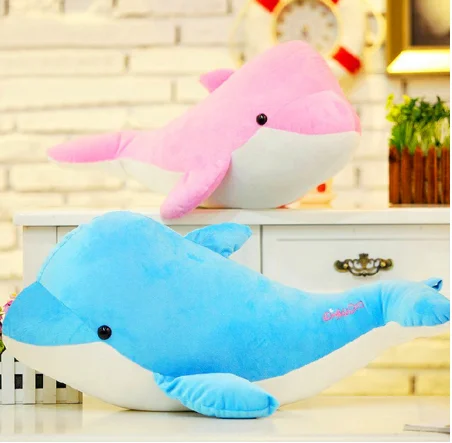 2020 Custom Soft Sea World Stuffed Dolphin Plush Animal Toy/Hold Pillow Cushion Blue plush Dolphin pillow toy for promotion/