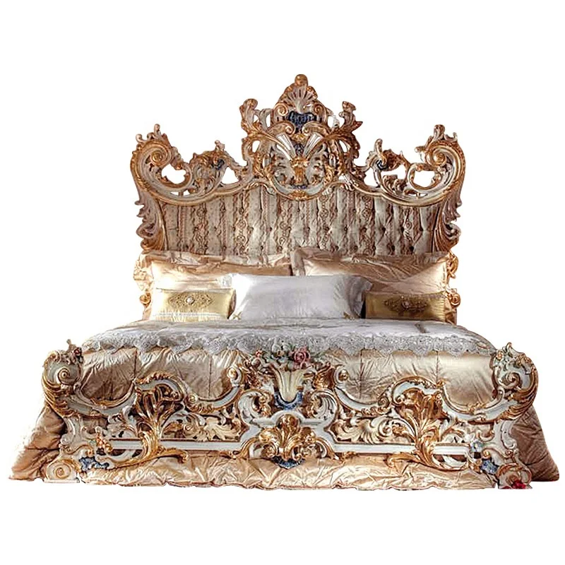 Высококачественная мебель в классическом стиле с цветами, ручная работа, резной деревянный роскошный комплект постельного белья
