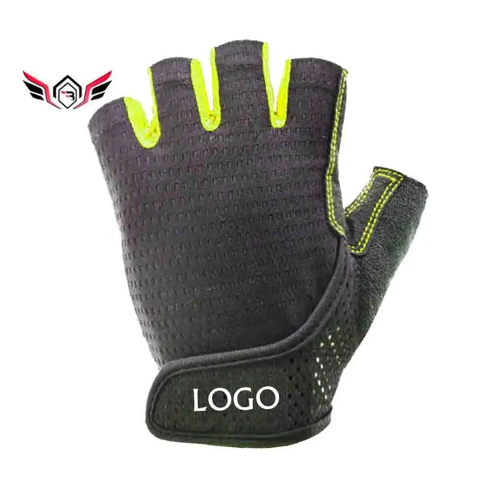 Impact Proof Polyester Cotton Unisex Solid Customized Logo Half Finger Anti Vibration Cycling Gloves