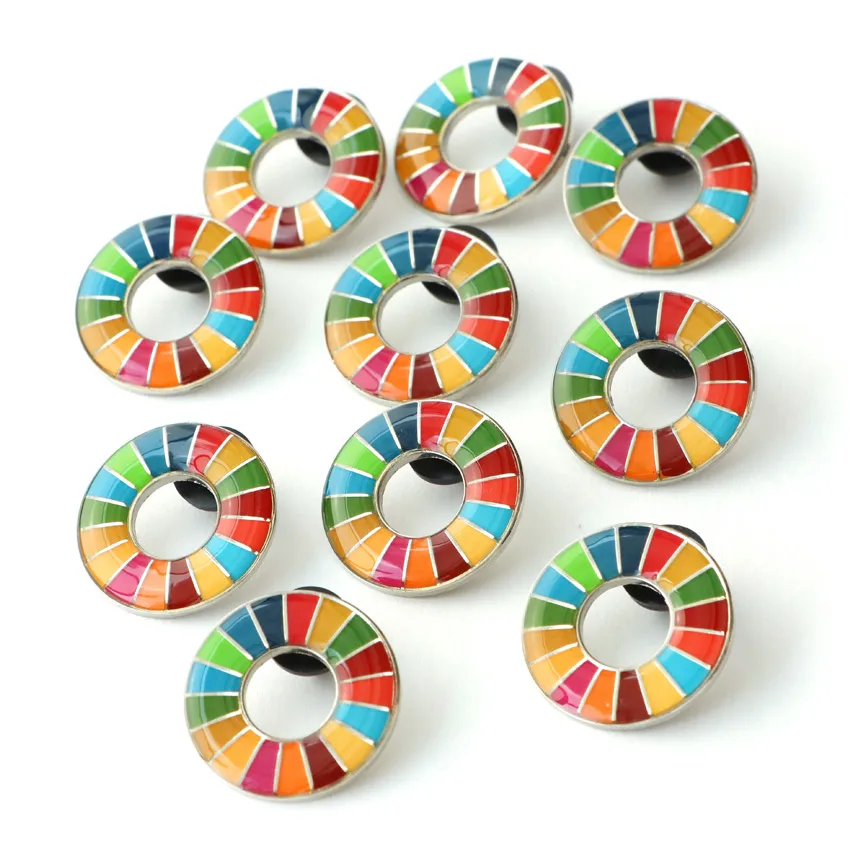 Bulk Sustainable Development Goals custom metal 17 SDGs lapel pin