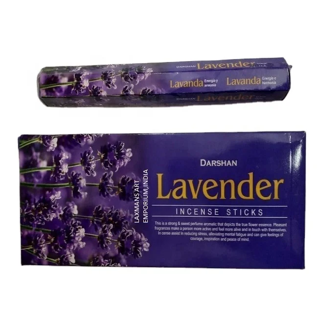 New Darshan Brand Lavender Perfumed Hand Rolled Incense Sticks Hexagonal Pack Wholesale Supplier From India
