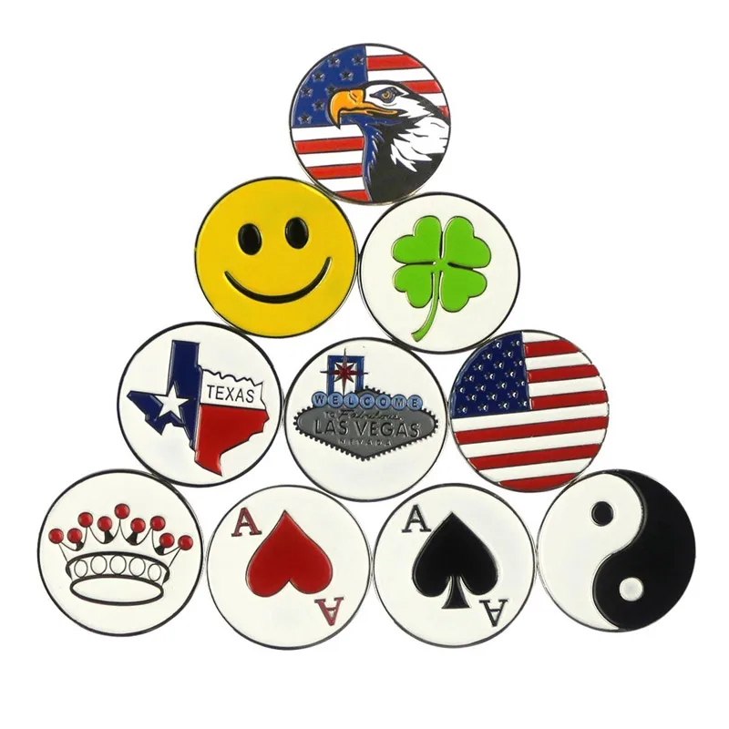 bespoke logo golf accessories magnetic golf metal stainless steel golf ball marker