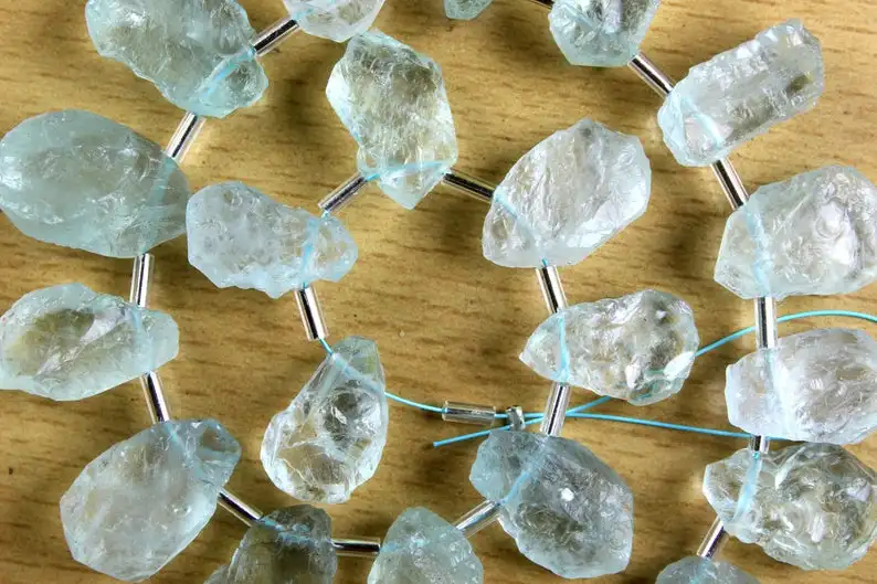 21 Pieces Raw Natural Aquamarine Gemstone Untreated Rough Jewelry Making Blue Stone Collection Style Cut