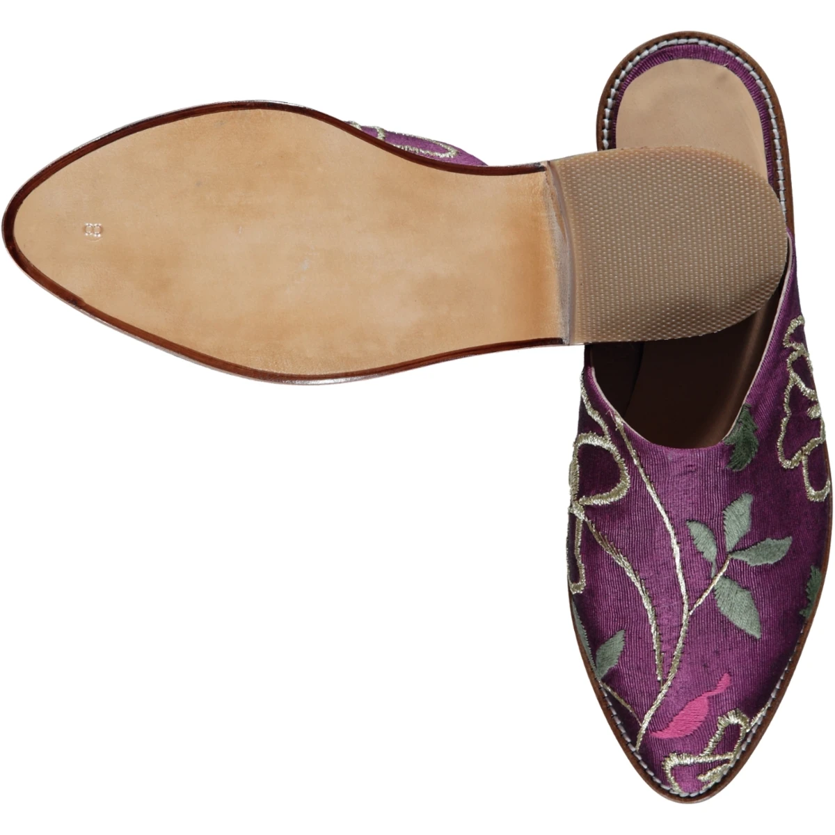 Handmade Home Shoe Genuine Leather with Embroider Slipper Closed for Women Female