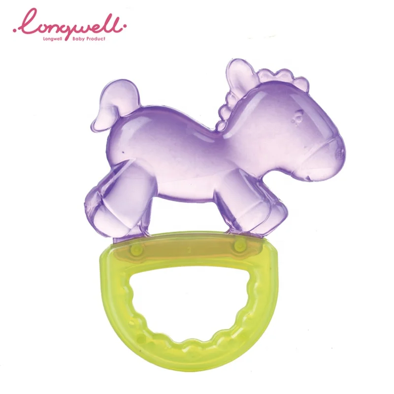 Ningbo Longwell Newborn Teething Infant Rattle Toy EN71 BPA Free EVA Water Filled Baby Teether Animal Horse Rattles And Teethers