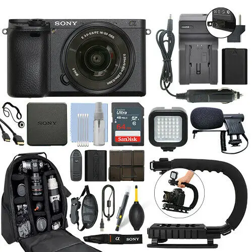 
Wholesales For Sony Alpha a6400 Mirrorless Digital Camera with 16-50mm Lens+ 64GB Pro Video Kit 