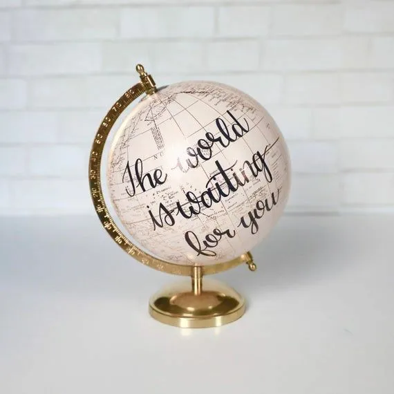 Brown Marble and Metal Traditional Globe