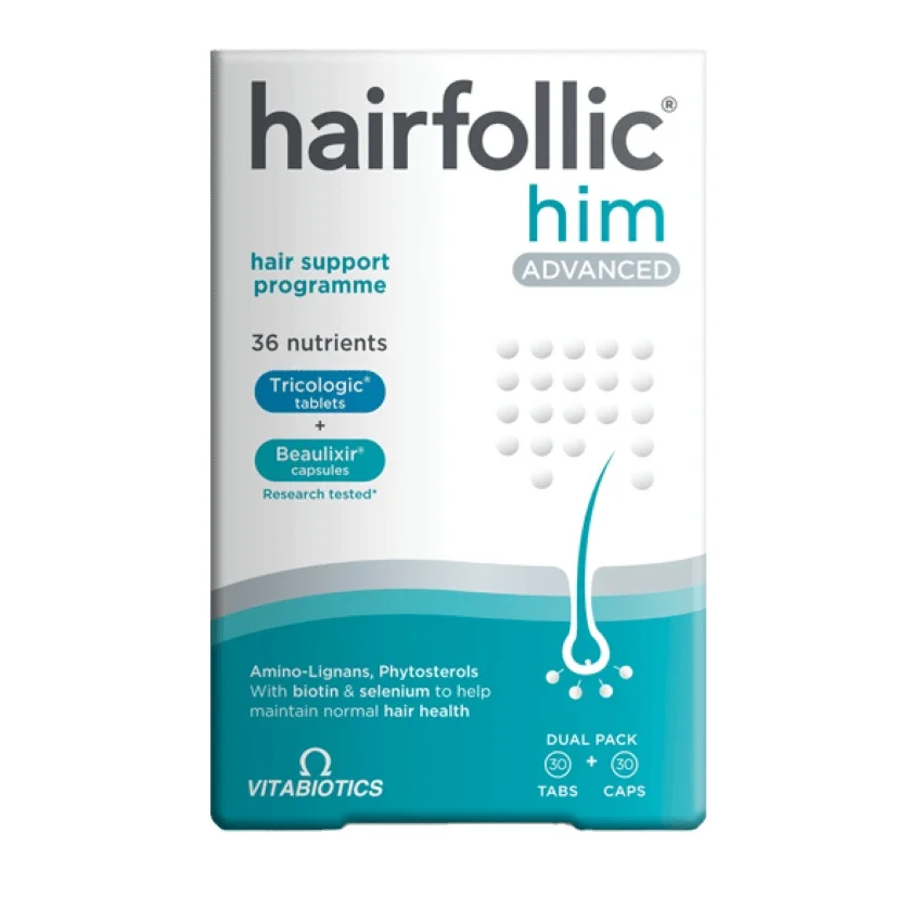
Hairfollic Him Advanced Man by Vitabiotics Dual Pack 30 Tablets + 30 Capsules VItabiotics Hairfollic Him Advanced 