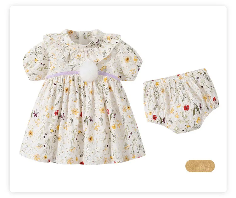 Wholesale Kids Clothing Custom Clean Simple Cotton Baby Short Sleeve Skirt Shorts