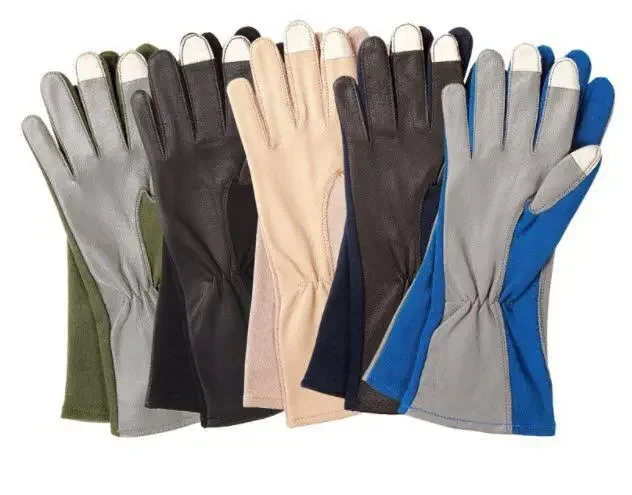 100% Genuine Goatskin Leather Tactical Fireproof Aviation Gloves Flyer Flight Officer Gloves Black