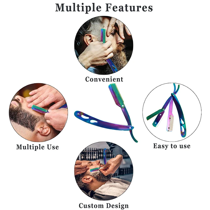 
Stainless Steel Hair Eyebrow Beard Folding Barber Shaver Knife Tool Professional Barber Straight Edge Shaving Razor 