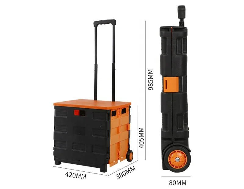 New design high quality large size supermarket folding trolley cart with wheel