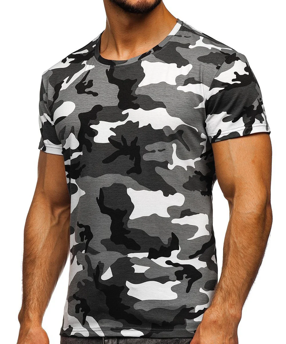 High Quality Breathable Short Sleeve Camo Graphic T Shirts Quick-drying Polyester Men O-Neck Fitness Running Camouflage T-Shirt