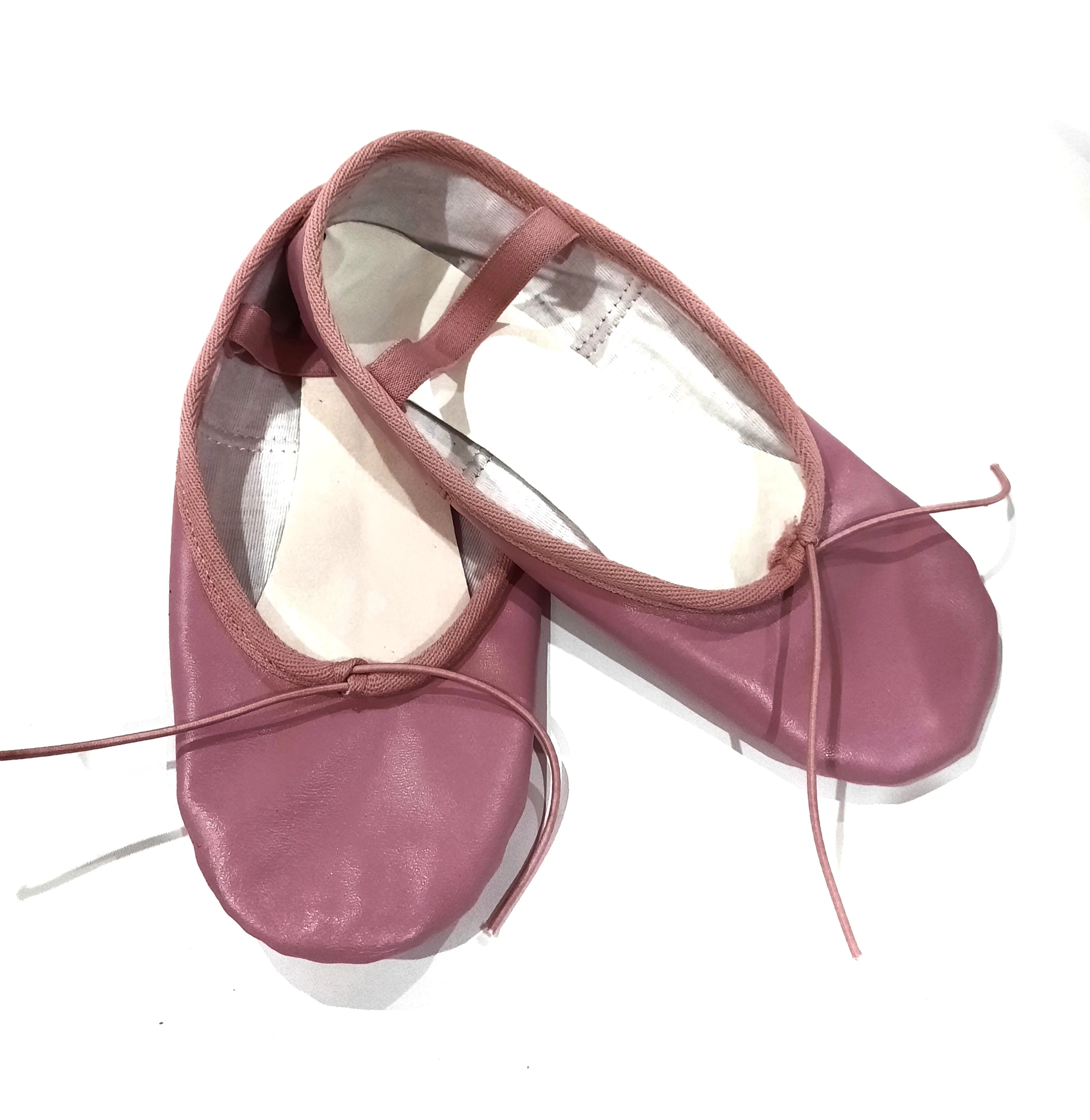 Modern Style Hot Pink Genuine Cow Leather Soft Split Sole Ballet Shoes for Girls & Boys with Crossed Elastic in UK USA EU Sizes