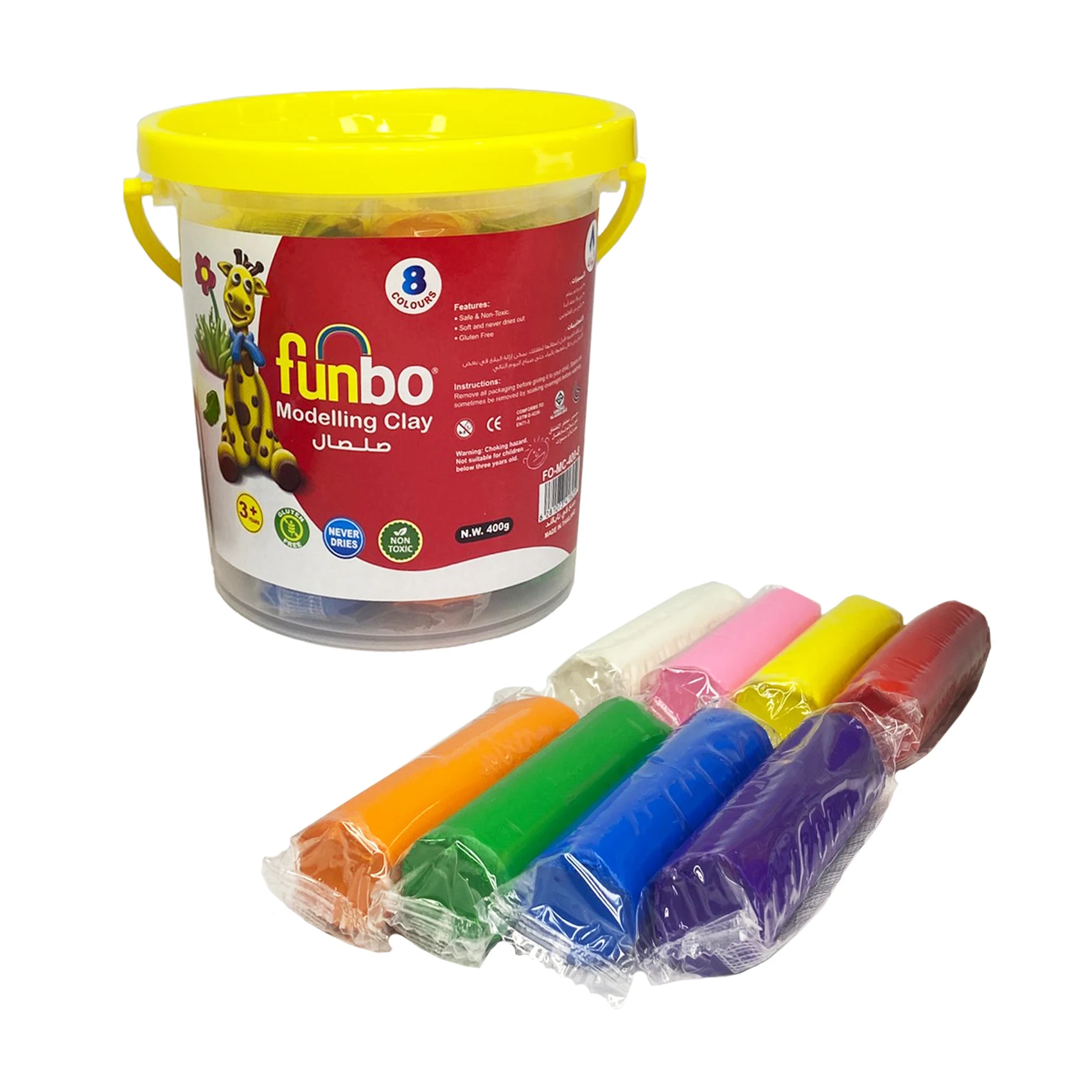 400 grams Bucket Funbo modeling clay containing  8 color round Clay