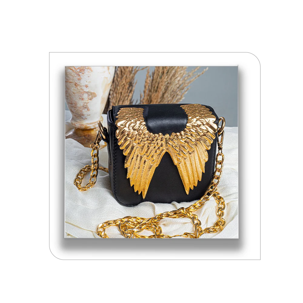 Real Leather Flacon Bianca Bags and Handcrafted copper plated with 21 carot of gold