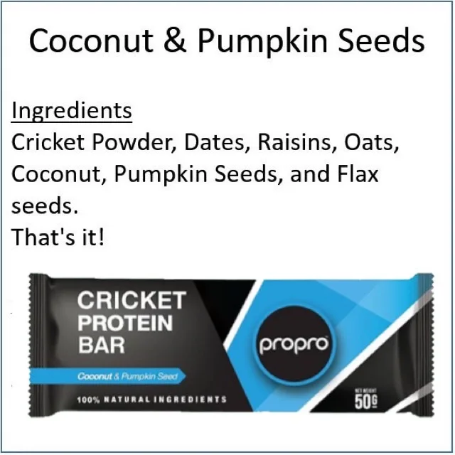 Propro Energy Bar Cricket Protein 50 g 5 flavors  100% Natural Ingredients From Thailand