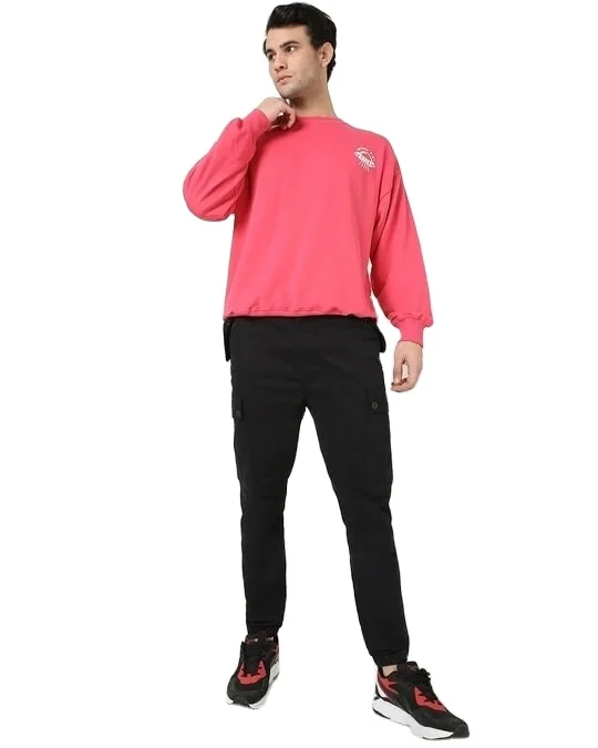 OEM Factory Rates With Custom Design Carmine Crew Neck Relaxed Fit Sweatshirts With Best Fabric Low MOQs