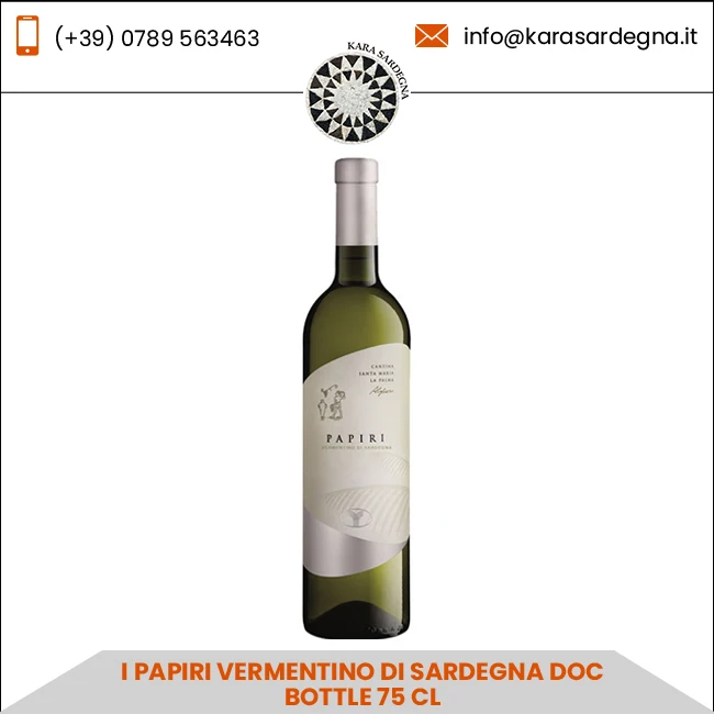 
Factory Price Dry White Wine I Papiri Vermentino Di Sardegna Doc Bottle 75 CL 
