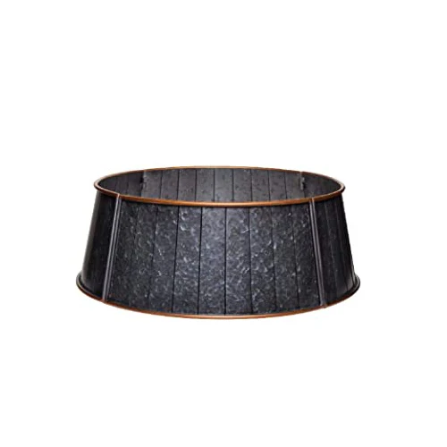 New Style Tree Collar Home Garden Decoration Metal Iron Rice Hammered Christmas Tree Collar Round Shaped