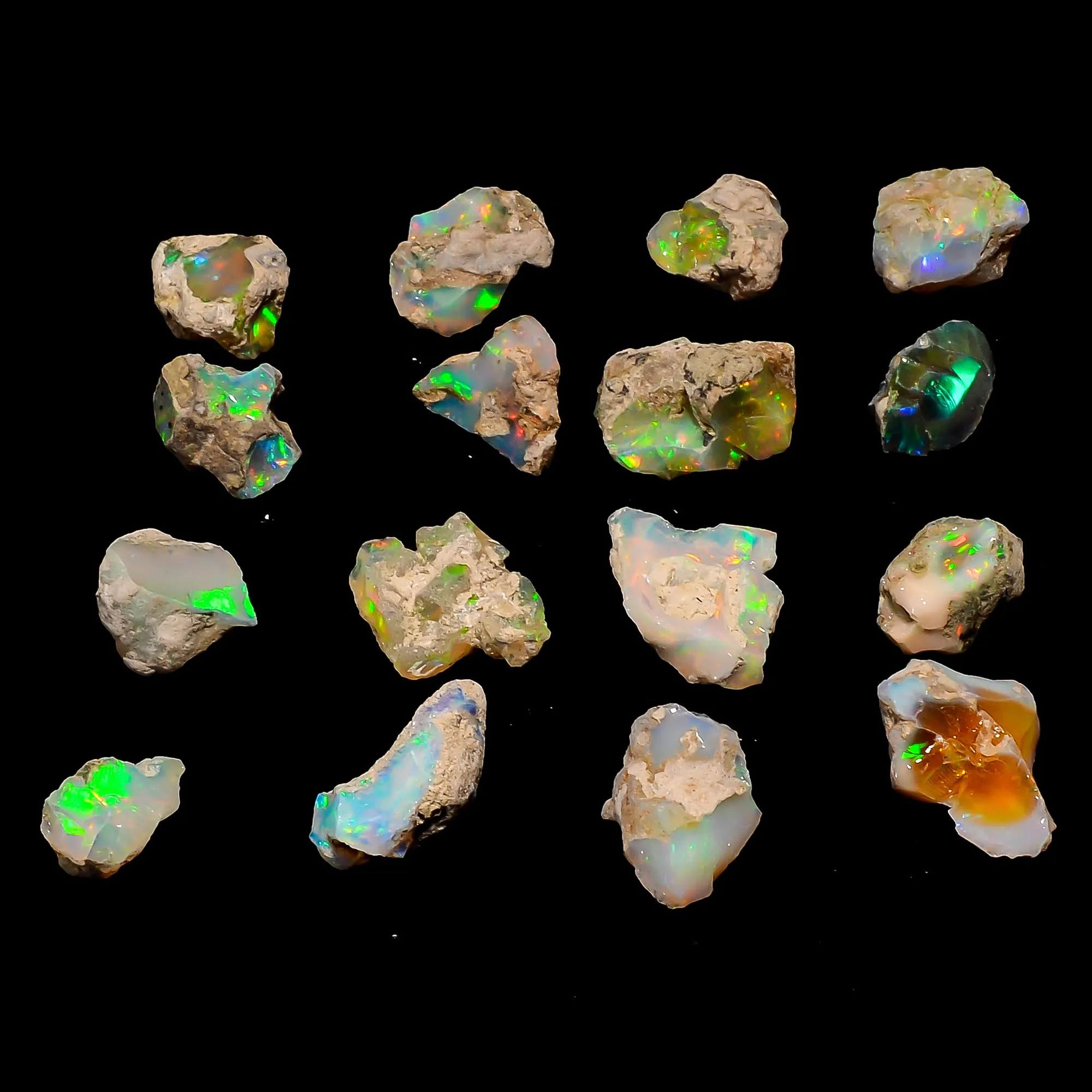 Натуральный огненный опал Welo, Эфиопский грубый драгоценный камень