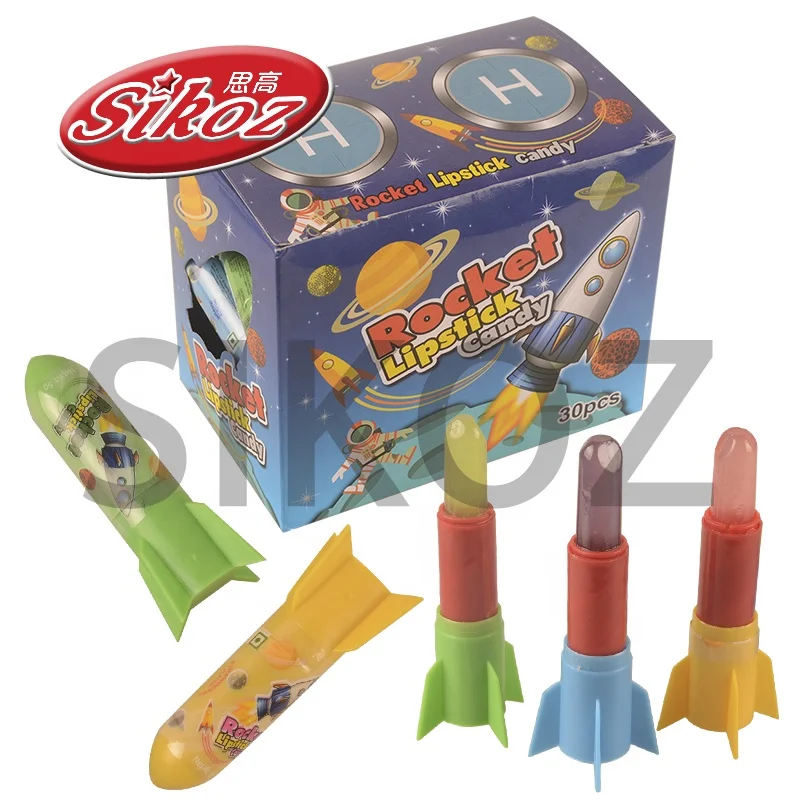 High Quality Fruity Flavor Rocket Shaped Lipstick Lollipop Candy