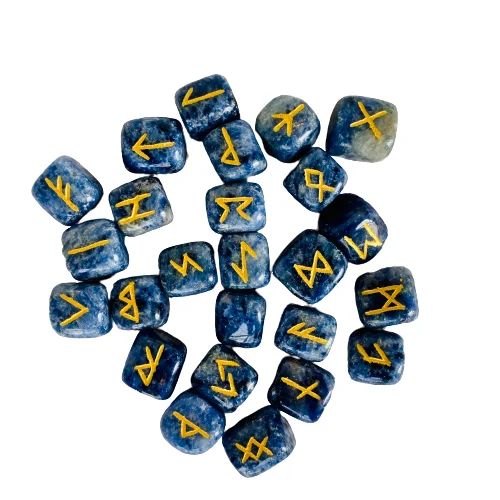 Rune stones set Sodalite elder futhark runes Divination spiritual healing crystals and stones at wholesale rate