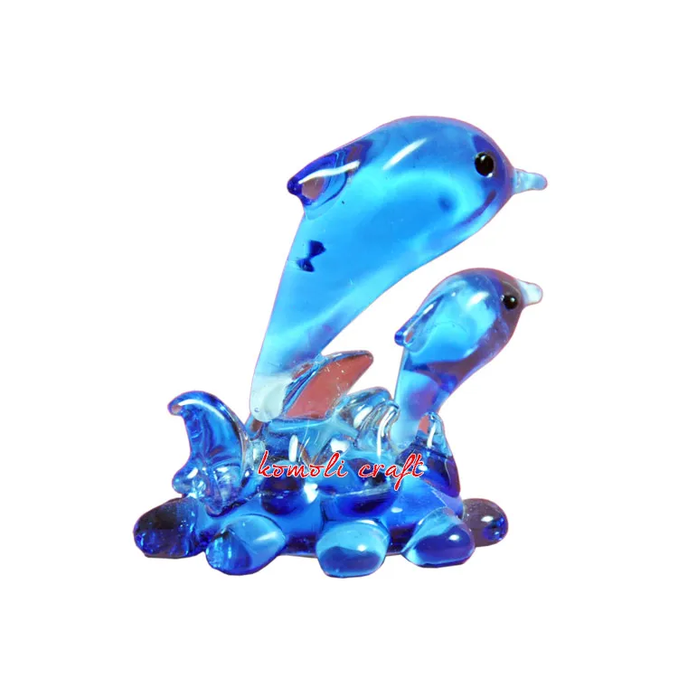 Темно-синие фигурки дельфинов ручной работы из боросиликатного муранского стекла